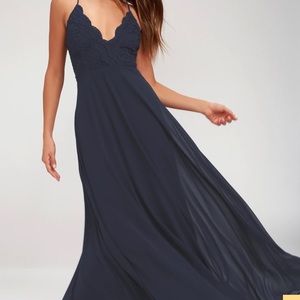 Lulu’s Madalyn Navy Blue Lace Maxi Dress